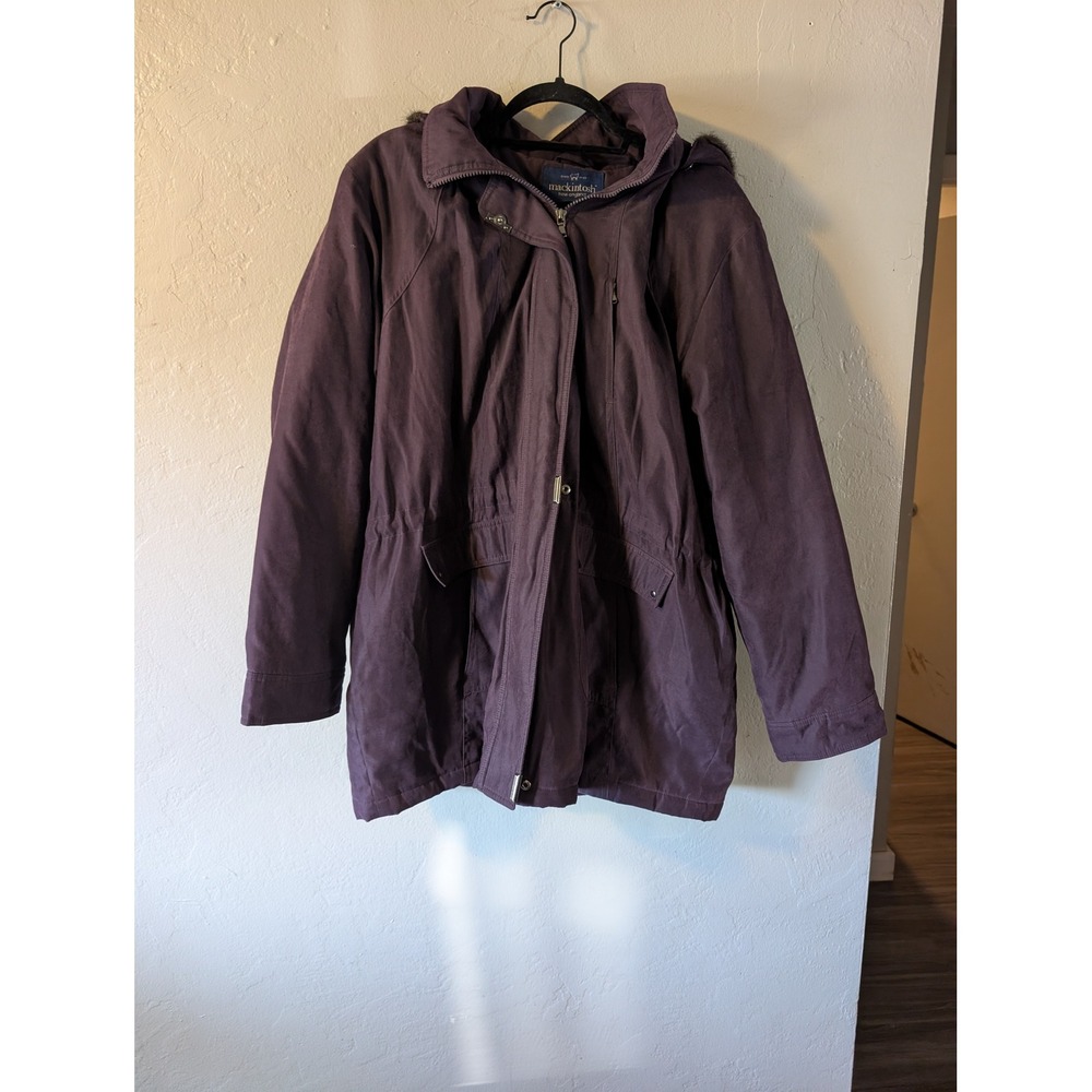 Mackintosh New England Women's XL Purple Hooded Rain Jacket Utility Coat